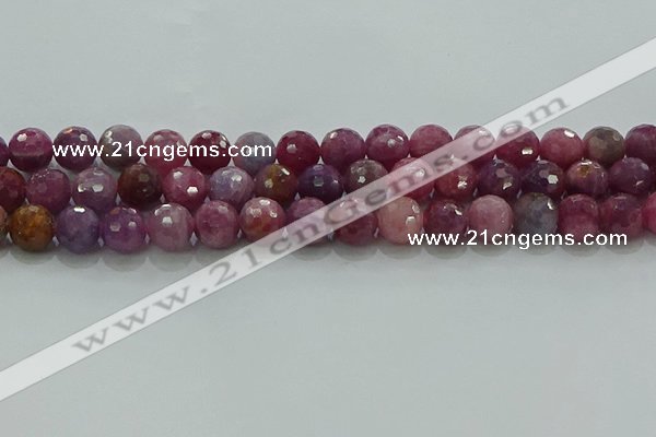 CRZ1125 15.5 inches 9mm faceted round natural ruby gemstone beads