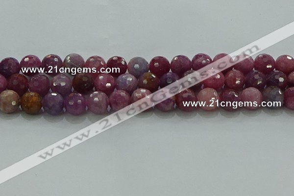 CRZ1126 15.5 inches 10mm faceted round natural ruby gemstone beads