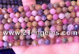 CRZ1141 15.5 inches 7mm faceted round ruby sapphire beads