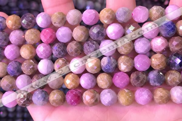 CRZ1143 15.5 inches 8mm faceted round ruby sapphire beads