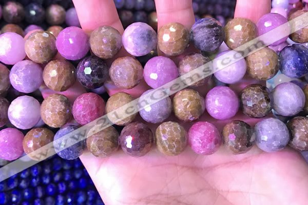 CRZ1145 15.5 inches 12mm faceted round ruby sapphire beads