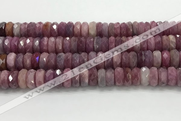 CRZ1155 15.5 inches 5*12mm faceted rondelle natural ruby beads