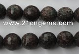 CRZ204 15.5 inches 12mm faceted round ruby zoisite gemstone beads