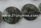 CRZ218 15.5 inches 25mm faceted coin ruby zoisite gemstone beads