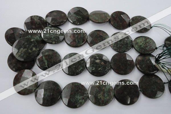 CRZ219 15.5 inches 30mm faceted coin ruby zoisite gemstone beads