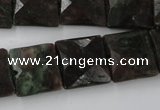 CRZ235 15.5 inches 15*15mm faceted square ruby zoisite gemstone beads