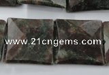 CRZ238 15.5 inches 25*25mm faceted square ruby zoisite gemstone beads