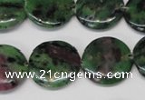 CRZ28 15.5 inches 20mm flat round ruby zoisite gemstone beads