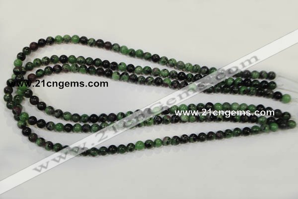 CRZ451 15.5 inches 6mm round ruby zoisite gemstone beads