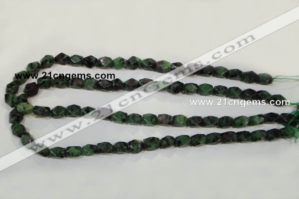 CRZ465 15.5 inches 7*10mm faceted nuggets ruby zoisite gemstone beads