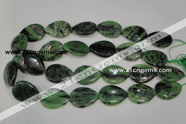 CRZ490 15.5 inches 22*30mm flat teardrop ruby zoisite gemstone beads