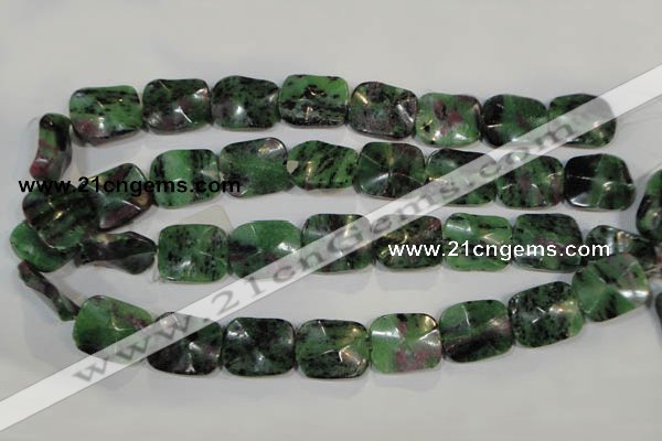 CRZ495 15.5 inches 18*22mm wavy rectangle ruby zoisite gemstone beads