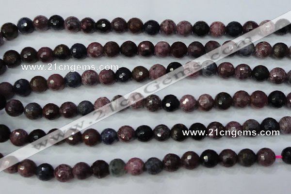 CRZ512 15.5 inches 8mm faceted round natural ruby sapphire beads