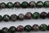 CRZ551 15.5 inches 9mm faceted round Chinese ruby zoisite beads