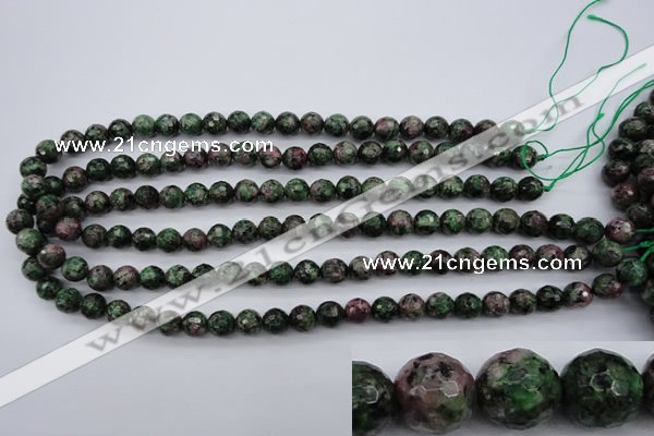 CRZ551 15.5 inches 9mm faceted round Chinese ruby zoisite beads