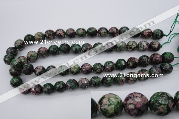 CRZ552 15.5 inches 13mm faceted round Chinese ruby zoisite beads