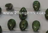 CRZ649 Top-drilled 9*14mm flat teardrop New ruby zoisite gemstone beads