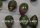 CRZ650 Top-drilled 12*18mm flat teardrop New ruby zoisite gemstone beads