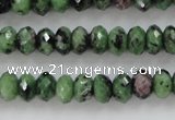 CRZ702 15 inches 5*8mm faceted rondelle ruby zoisite gemstone beads