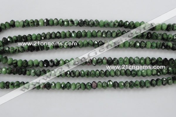 CRZ702 15 inches 5*8mm faceted rondelle ruby zoisite gemstone beads