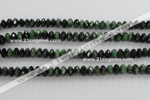 CRZ703 15 inches 6*10mm faceted rondelle ruby zoisite gemstone beads