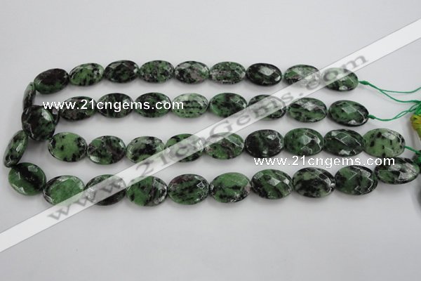 CRZ710 15 inches 15*20mm faceted oval ruby zoisite gemstone beads