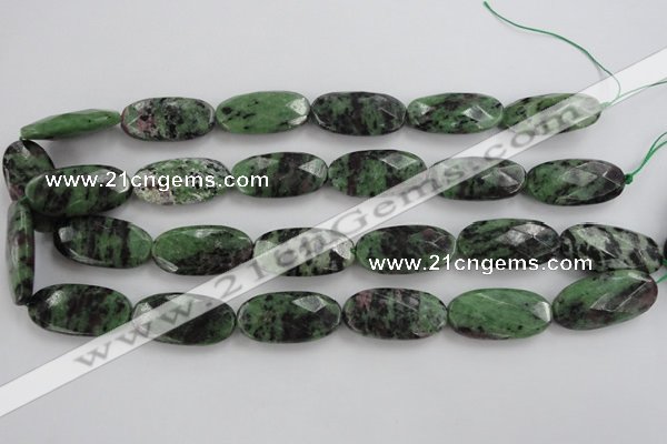 CRZ711 15 inches 15*30mm faceted oval ruby zoisite gemstone beads