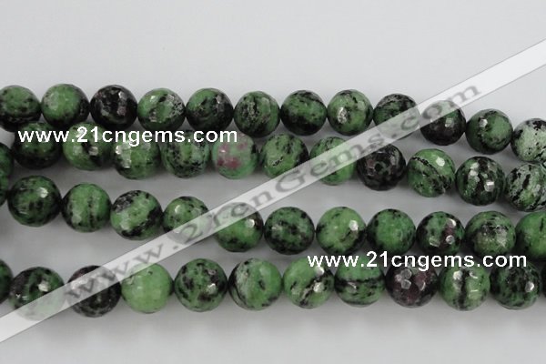 CRZ734 15.5 inches 14mm faceted round ruby zoisite gemstone beads