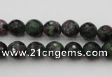 CRZ740 15.5 inches 9mm faceted round ruby zoisite gemstone beads