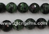 CRZ742 15.5 inches 13mm faceted round ruby zoisite gemstone beads