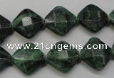 CRZ75 15.5 inches 14*14mm faceted diamond ruby zoisite gemstone beads