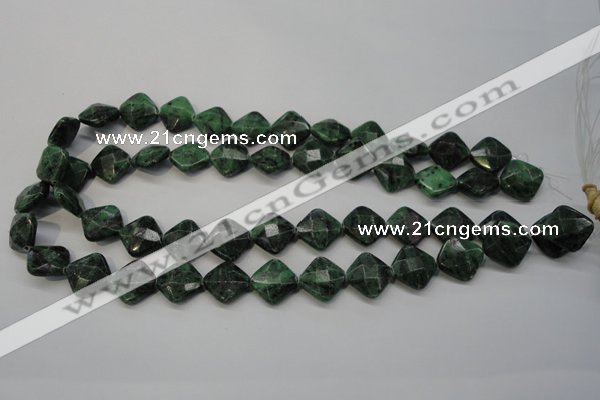 CRZ75 15.5 inches 14*14mm faceted diamond ruby zoisite gemstone beads