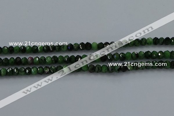 CRZ753 15.5 inches 4*6mm faceted rondelle ruby zoisite beads