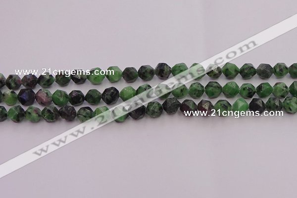 CRZ762 15.5 inches 8mm faceted nuggets ruby zoisite gemstone beads