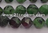 CRZ763 15.5 inches 10mm faceted nuggets ruby zoisite gemstone beads