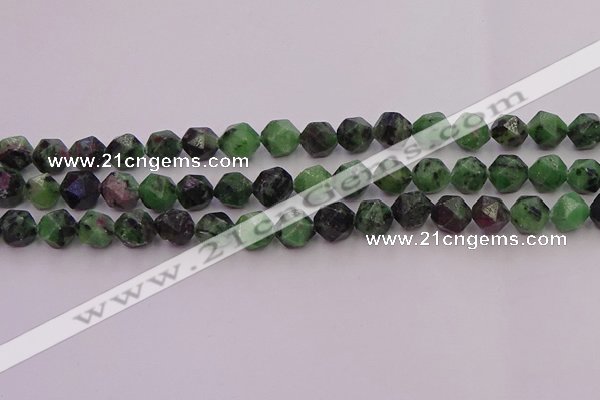 CRZ763 15.5 inches 10mm faceted nuggets ruby zoisite gemstone beads