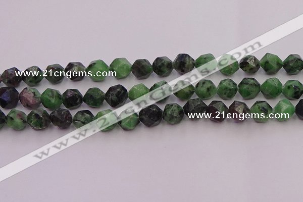 CRZ764 15.5 inches 12mm faceted nuggets ruby zoisite gemstone beads