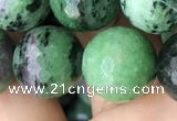 CRZ778 15.5 inches 14mm faceted round ruby zoisite beads