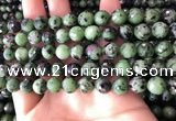 CRZ782 15.5 inches 8mm faceted round ruby zoisite beads wholesale