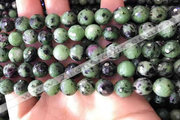 CRZ783 15.5 inches 10mm faceted round ruby zoisite beads wholesale