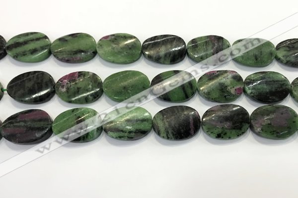 CRZ796 15.5 inches 18*25mm twisted oval ruby zoisite gemstone beads