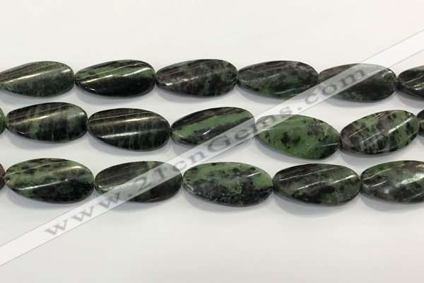 CRZ797 15.5 inches 15*30mm twisted oval ruby zoisite gemstone beads