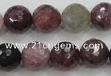 CRZ808 15.5 inches 12mm faceted round natural ruby sapphire beads