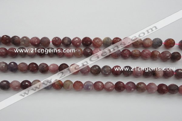 CRZ851 15.5 inches 7mm faceted round natural ruby gemstone beads