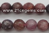 CRZ852 15.5 inches 8mm faceted round natural ruby gemstone beads