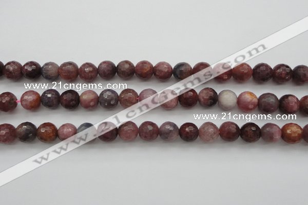 CRZ852 15.5 inches 8mm faceted round natural ruby gemstone beads