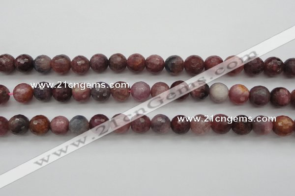 CRZ853 15.5 inches 9mm faceted round natural ruby gemstone beads