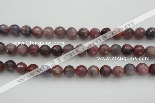 CRZ854 15.5 inches 10mm faceted round natural ruby gemstone beads