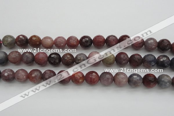 CRZ855 15.5 inches 11mm faceted round natural ruby gemstone beads