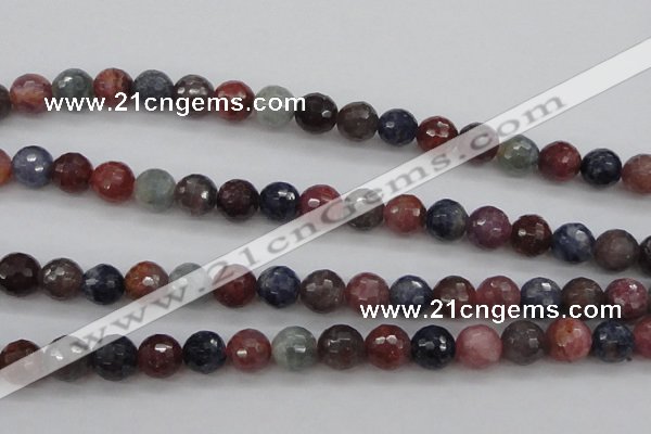 CRZ882 15.5 inches 8mm faceted round natural ruby sapphire beads